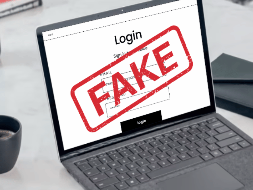 Laptop displaying fake login screen